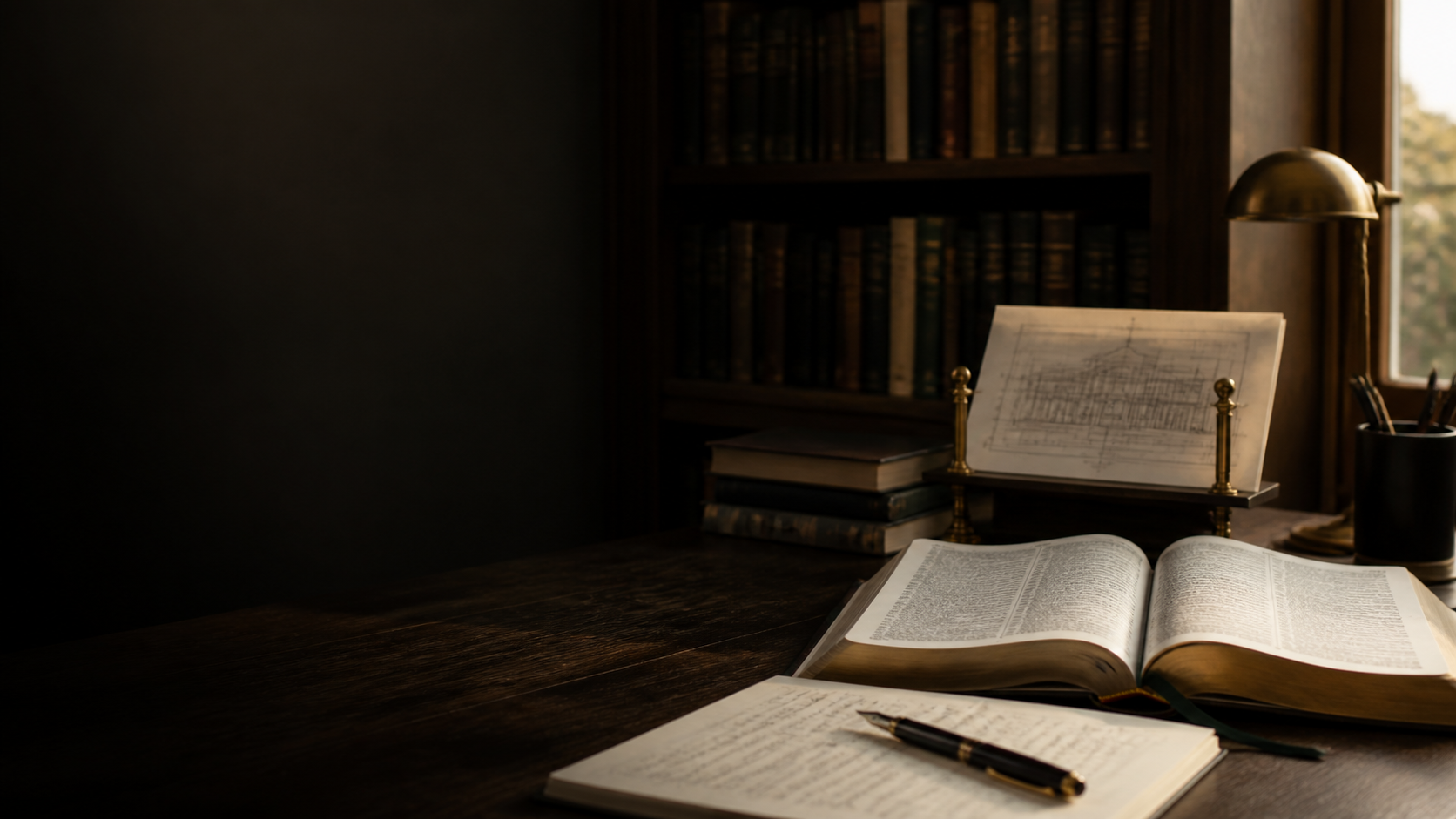 Estudio de trabajo con una Biblia abierta